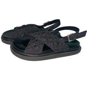 Alohas Womens Sandals Size 39 Black Marshmallow Quilted Casual Slingback